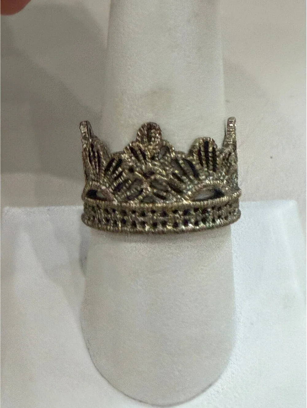 Vintage Style Silver Crown Ring Size 9